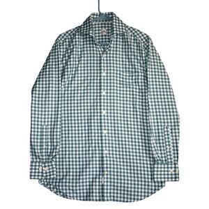 Peter Millar Button Up Shirt Mens Medium Green Checked Long Sleeve Casual